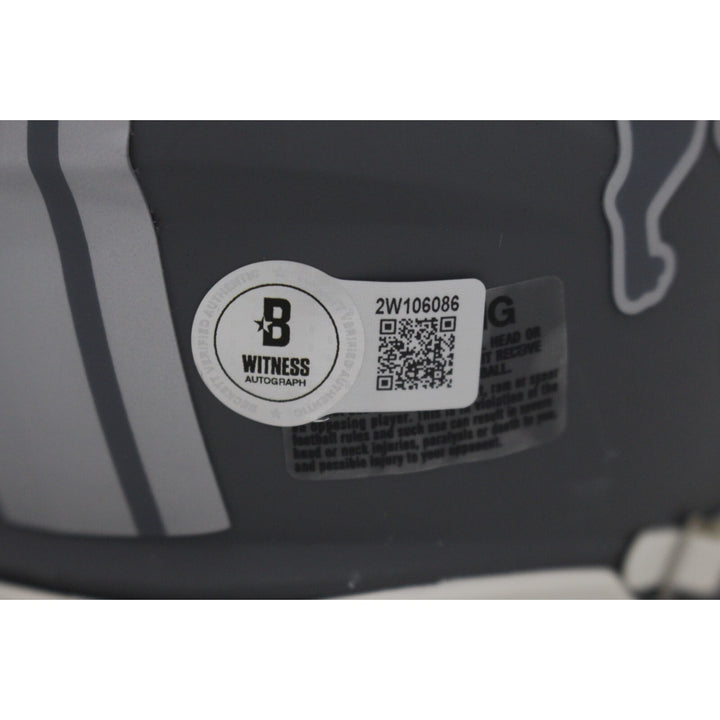 Calvin Johnson Autographed/Signed Detroit Lions Slate Mini Helmet Beckett 47637