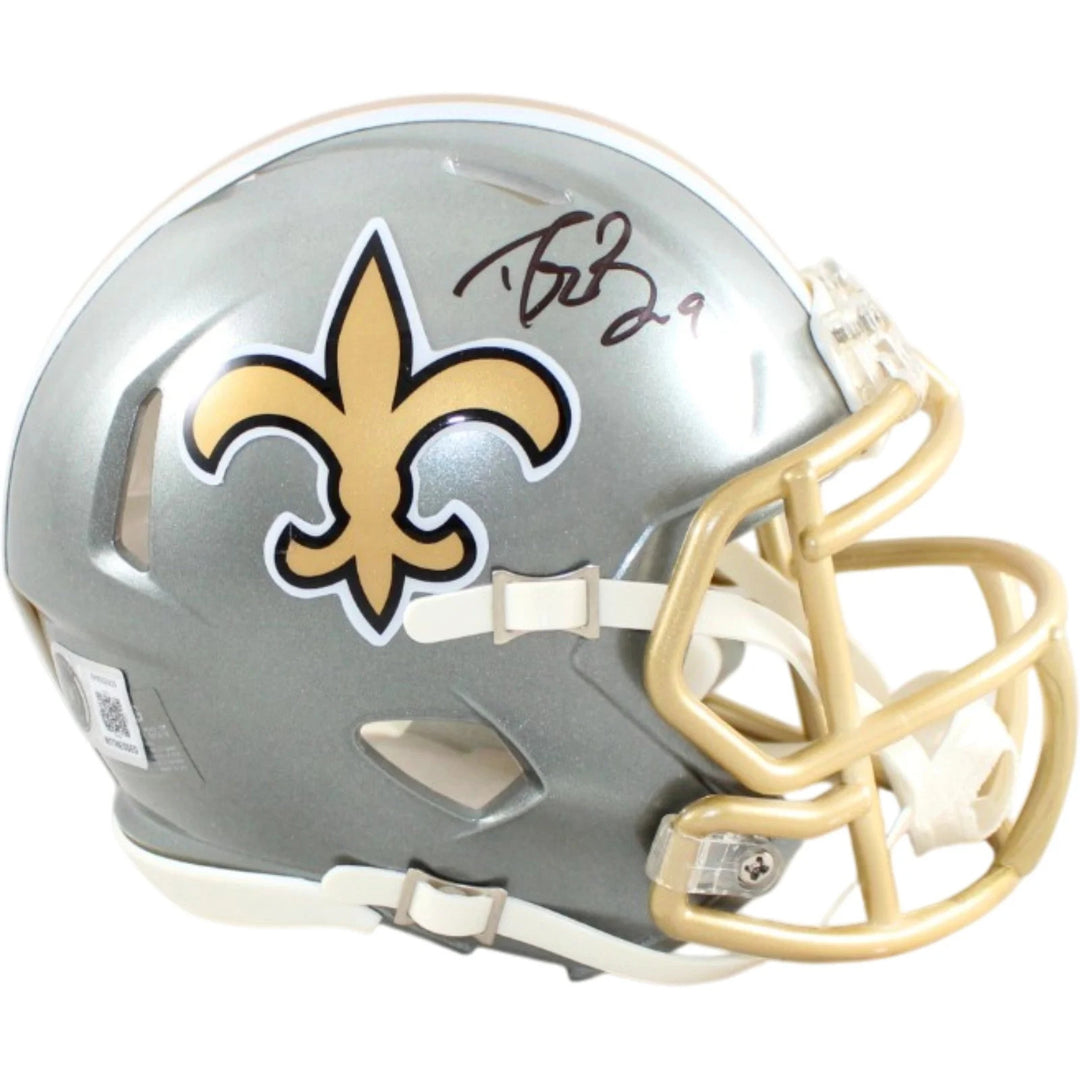 Drew Brees Autographed New Orleans Saints Mini Helmet Flash Beckett W 58678