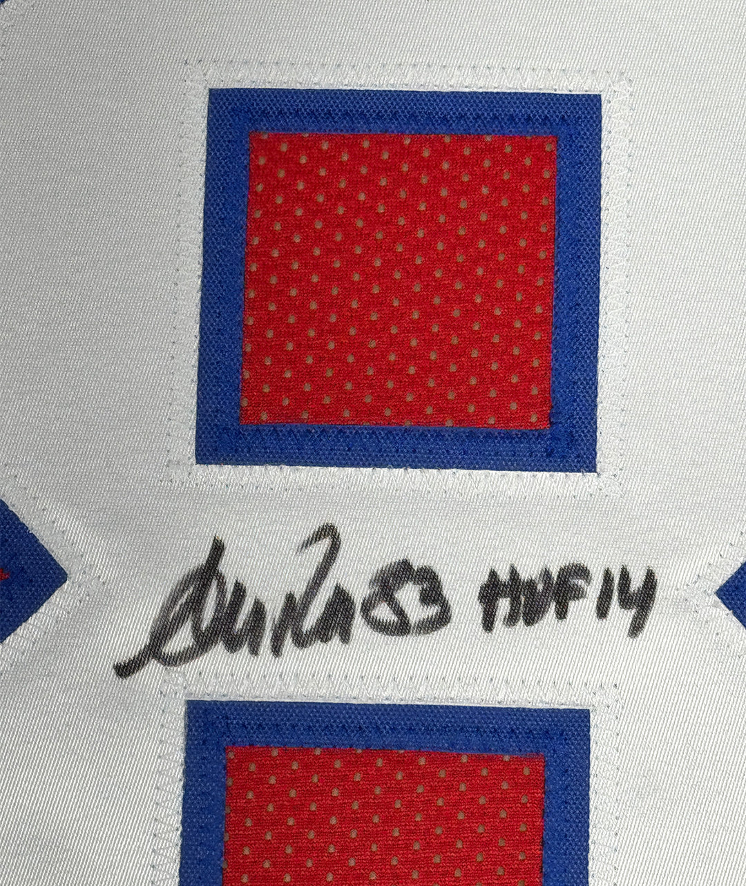 Framed Autographed/Signed Andre Reed 33x42 Buffalo Red Jersey PSA/DNA COA
