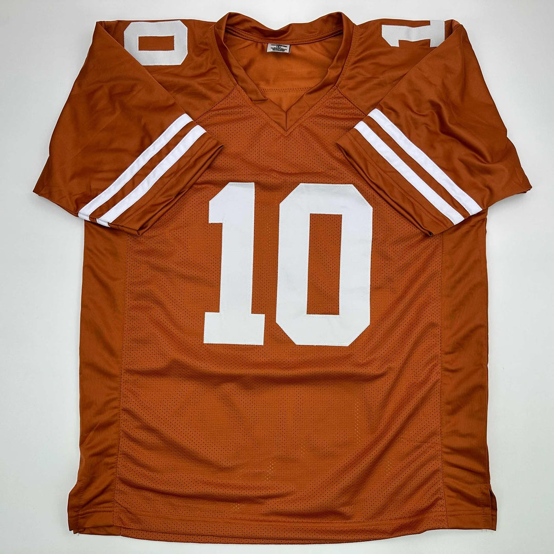 Facsimile Autographed Vince Young Texas Orange Reprint Jersey Size Men's XL