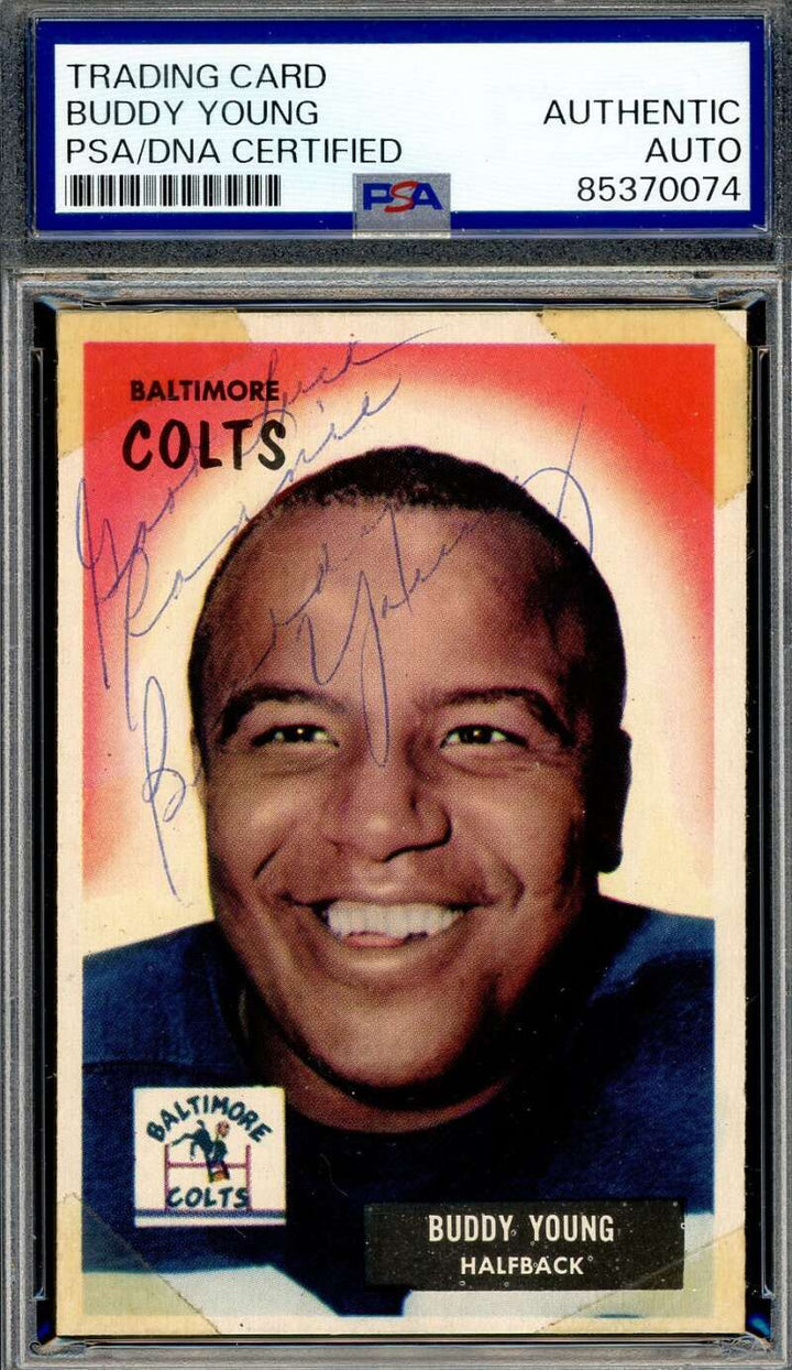 Buddy Young PSA DNA Signed D.83 1955 Bowman Autograph