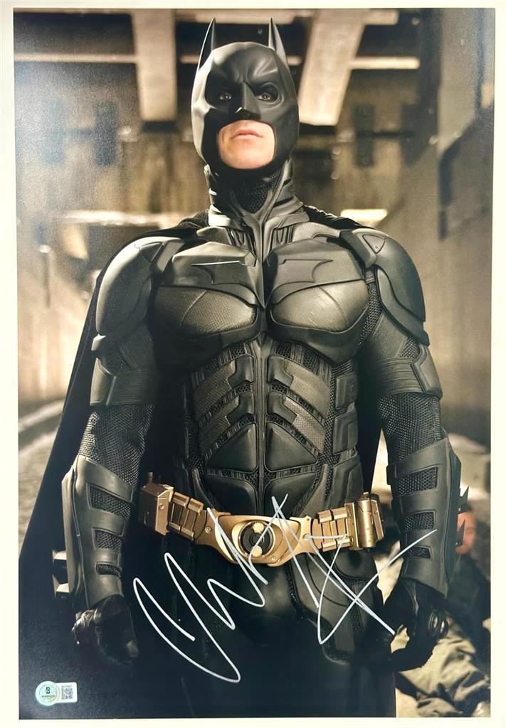 Christian Bale signed Batman Dark Knight 12x18 photo autograph Beckett BAS