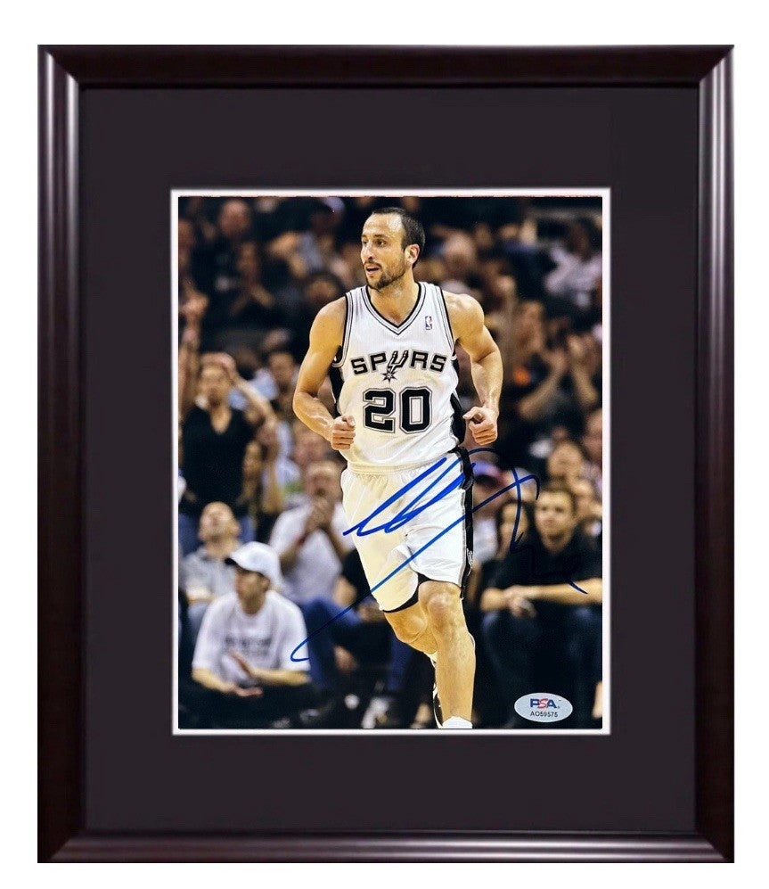 Manu Ginobili Signed 8x10 Framed Photo San Antonio Spurs Auto Champion PSA COA