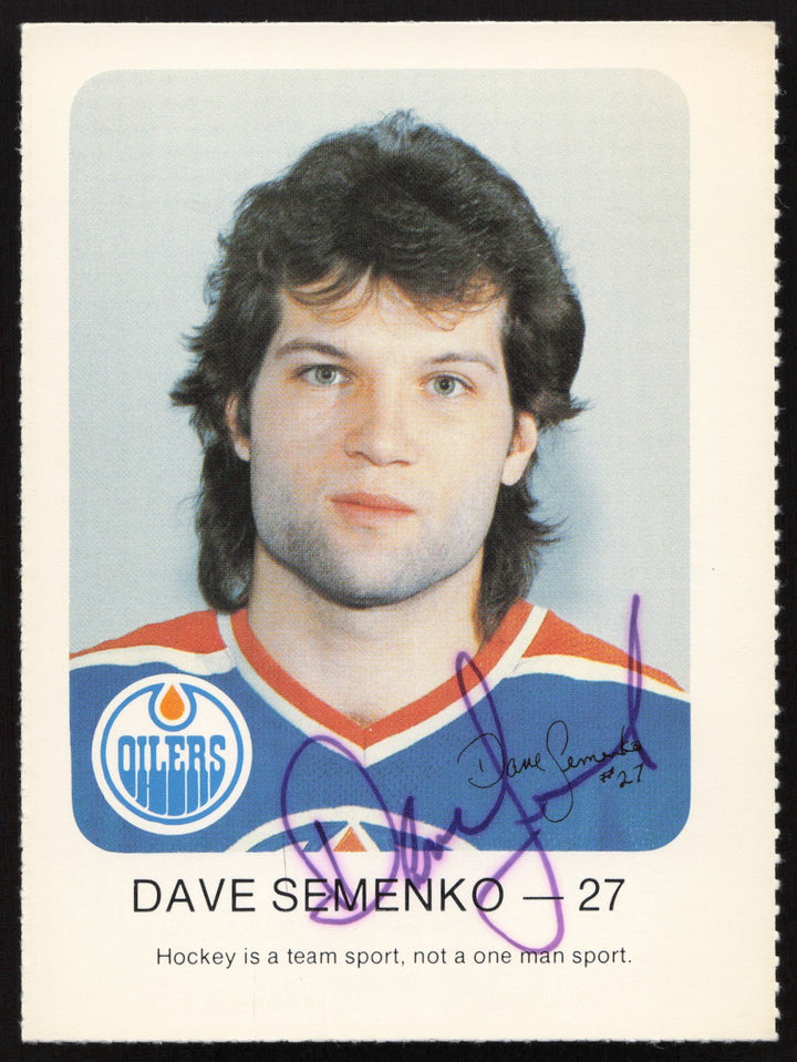 Dave Semenko Autographed 1982-83 Red Rooster Card Edmonton Oilers
