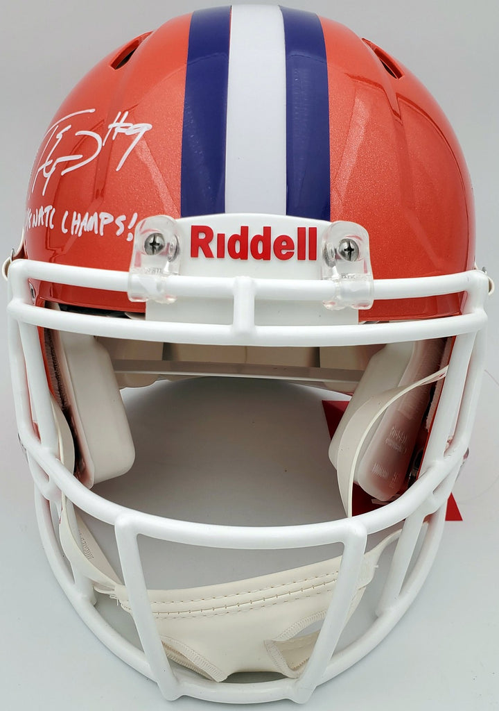 Travis Etienne Auto Clemson Tigers Orange Full Size Auth Helmet 2018 Champ BAS