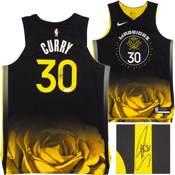 Warriors Stephen Curry Signed Black Nike City Edition Jersey Size 48+2 JSA