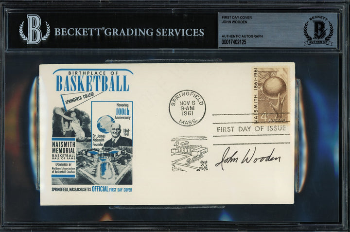 John Wooden Autographed Signed 1961 First Day Cover UCLA Beckett BAS #17402125