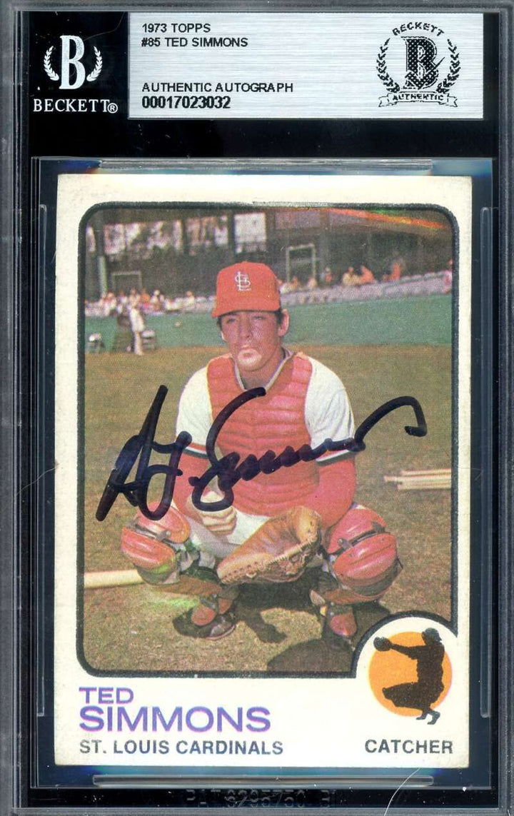 Ted Simmons Beckett BAS Signed 1973 Topps Autograph