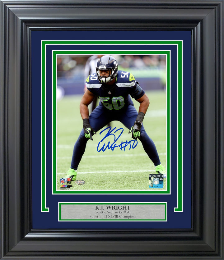 K.J. KJ Wright Signed Framed 8x10 Photo Seattle Seahawks MCS Holo
