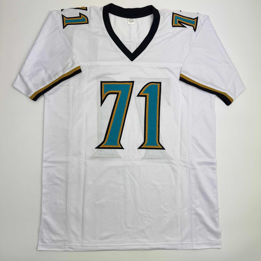 Autographed/Signed Tony Boselli HOF 22 Jacksonville White Jersey Beckett BAS COA