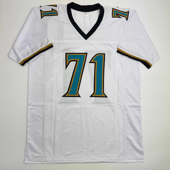 Autographed/Signed Tony Boselli HOF 22 Jacksonville White Jersey Beckett BAS COA