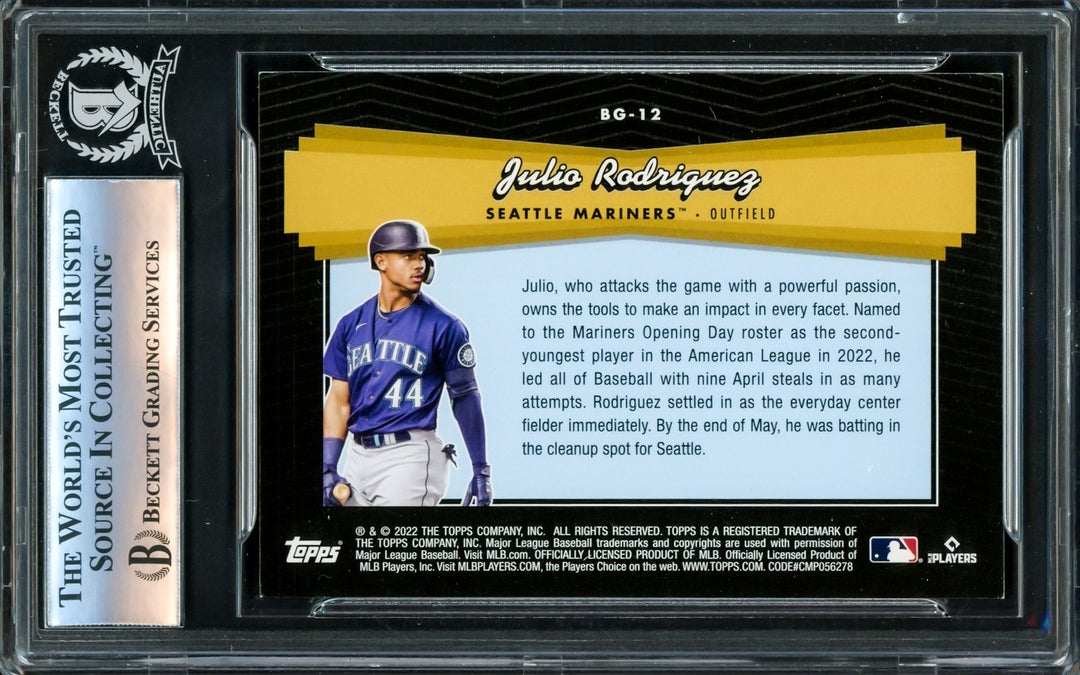 Julio Rodriguez Signed 2022 Topps Black Gold RC #BG-12 Seattle Mariners Beckett