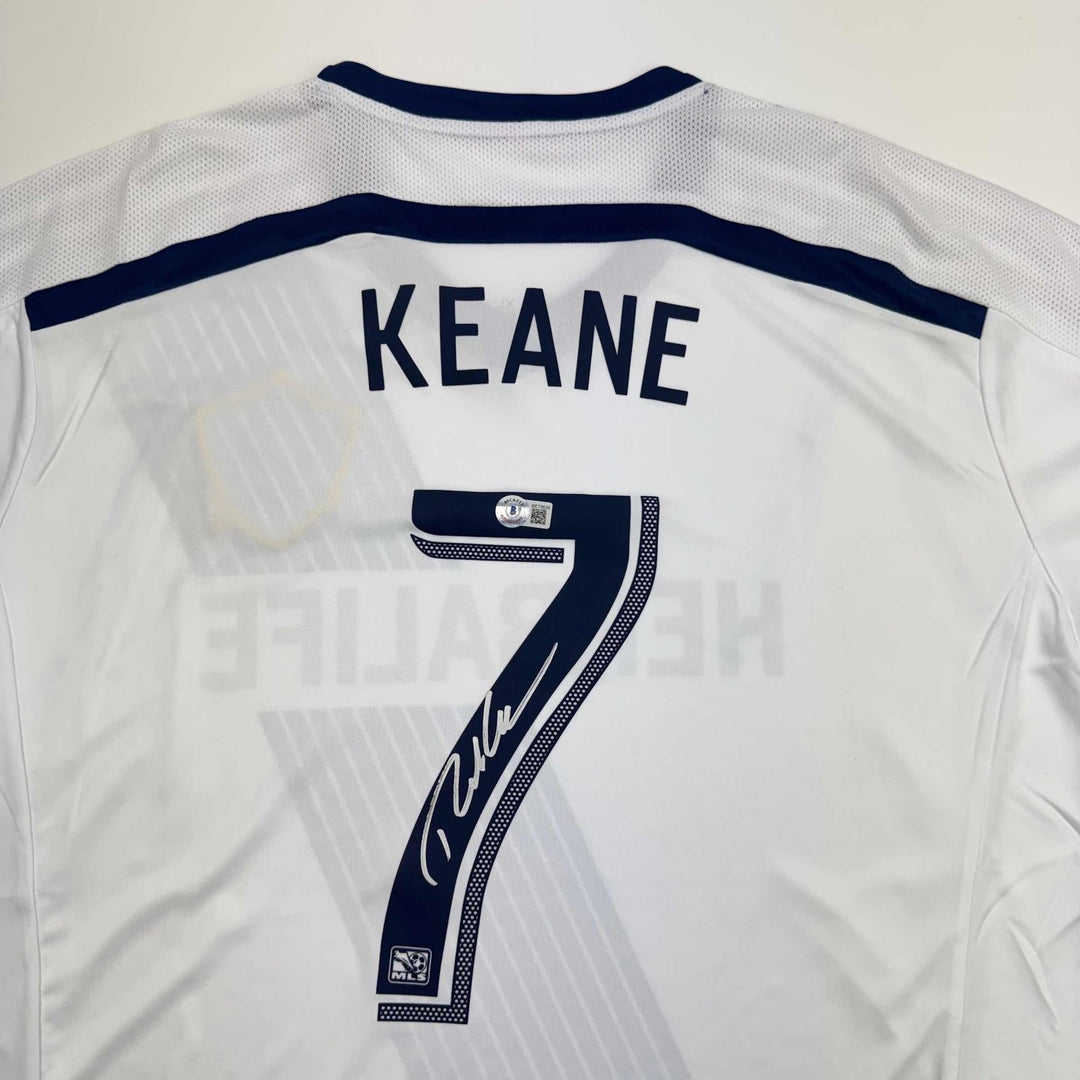 Autographed/Signed Robbie Keane LA Galaxy White Jersey Beckett BAS COA