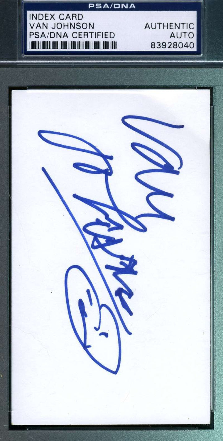 Van Johnson Signed 3x5 Index Card Psa/dna Certed Authentic Autograph