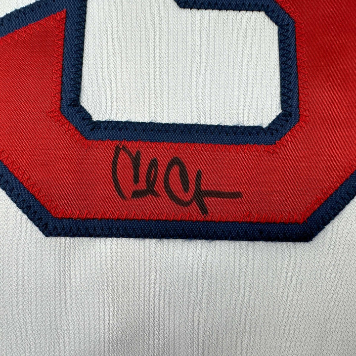 Autographed/Signed Carl Crawford Boston White Baseball Jersey JSA COA