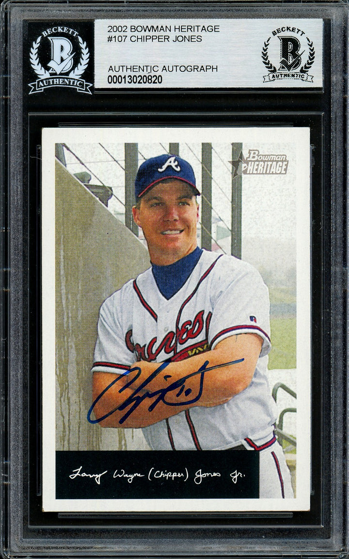 Chipper Jones Signed 2002 Bowman Heritage Card 107 Braves Beckett #13020820