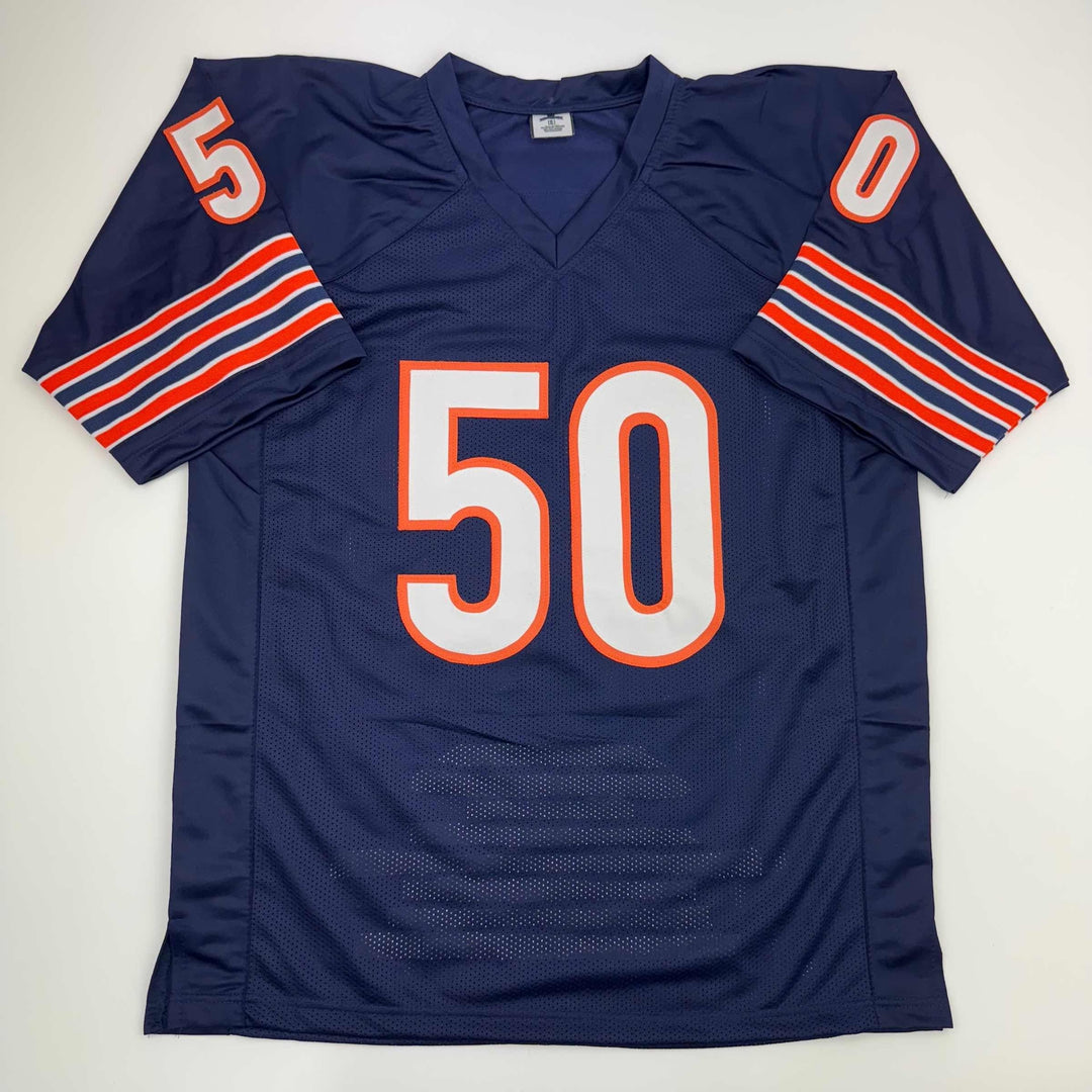 Autographed/Signed Mike Singletary HOF 98 Chicago Blue Stat Jersey JSA COA