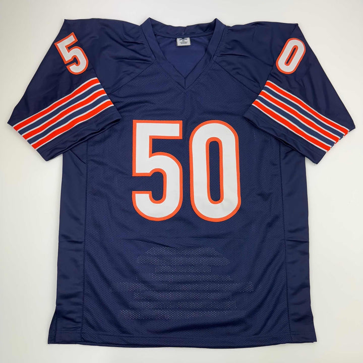 Autographed/Signed Mike Singletary HOF 98 Chicago Blue Stat Jersey JSA COA