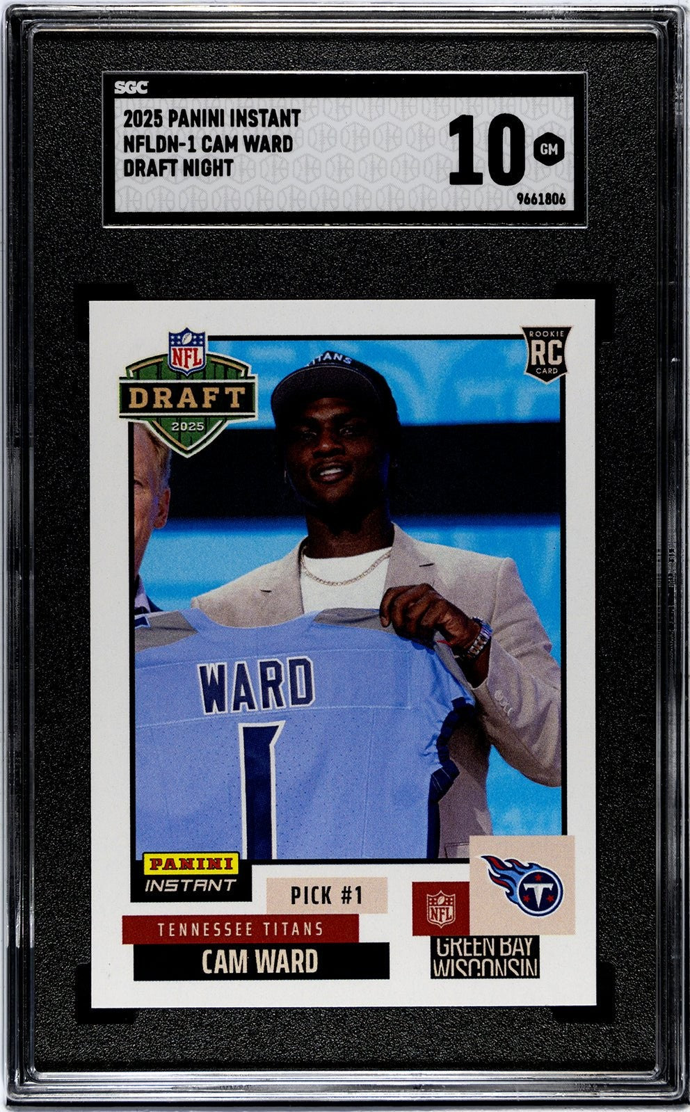 Graded 2025 Panini Instant Cam Ward #NFLDN1 NFL Draft Night RC Card SGC 10