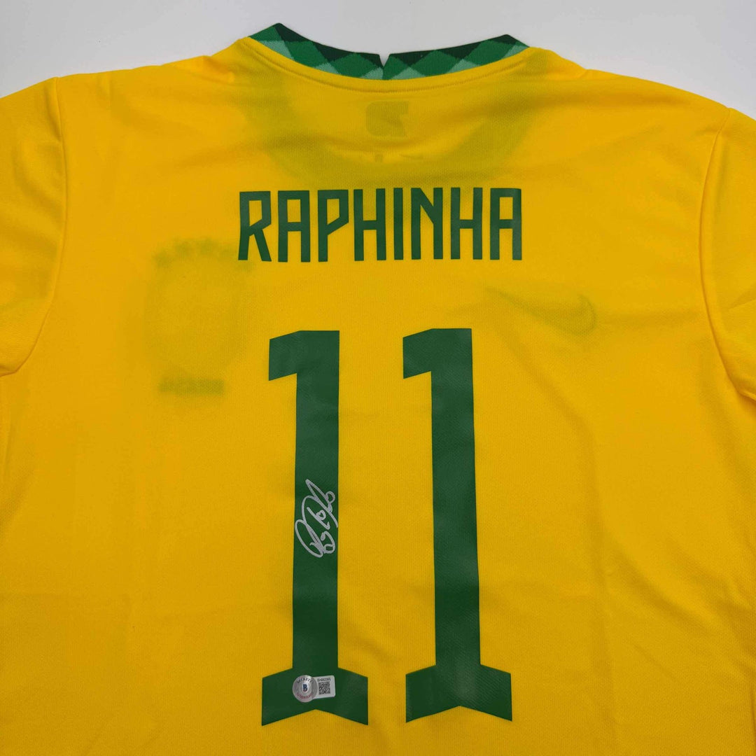 Autographed/Signed Raphinha Raphael Belloli Brazil Yellow Jersey Beckett BAS COA