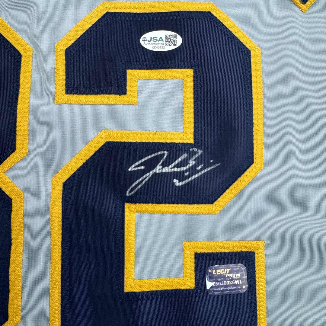 Autographed/Signed Jacob Misiorowski Milwaukee Grey Baseball Jersey JSA COA