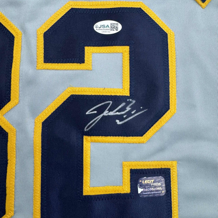 Autographed/Signed Jacob Misiorowski Milwaukee Grey Baseball Jersey JSA COA
