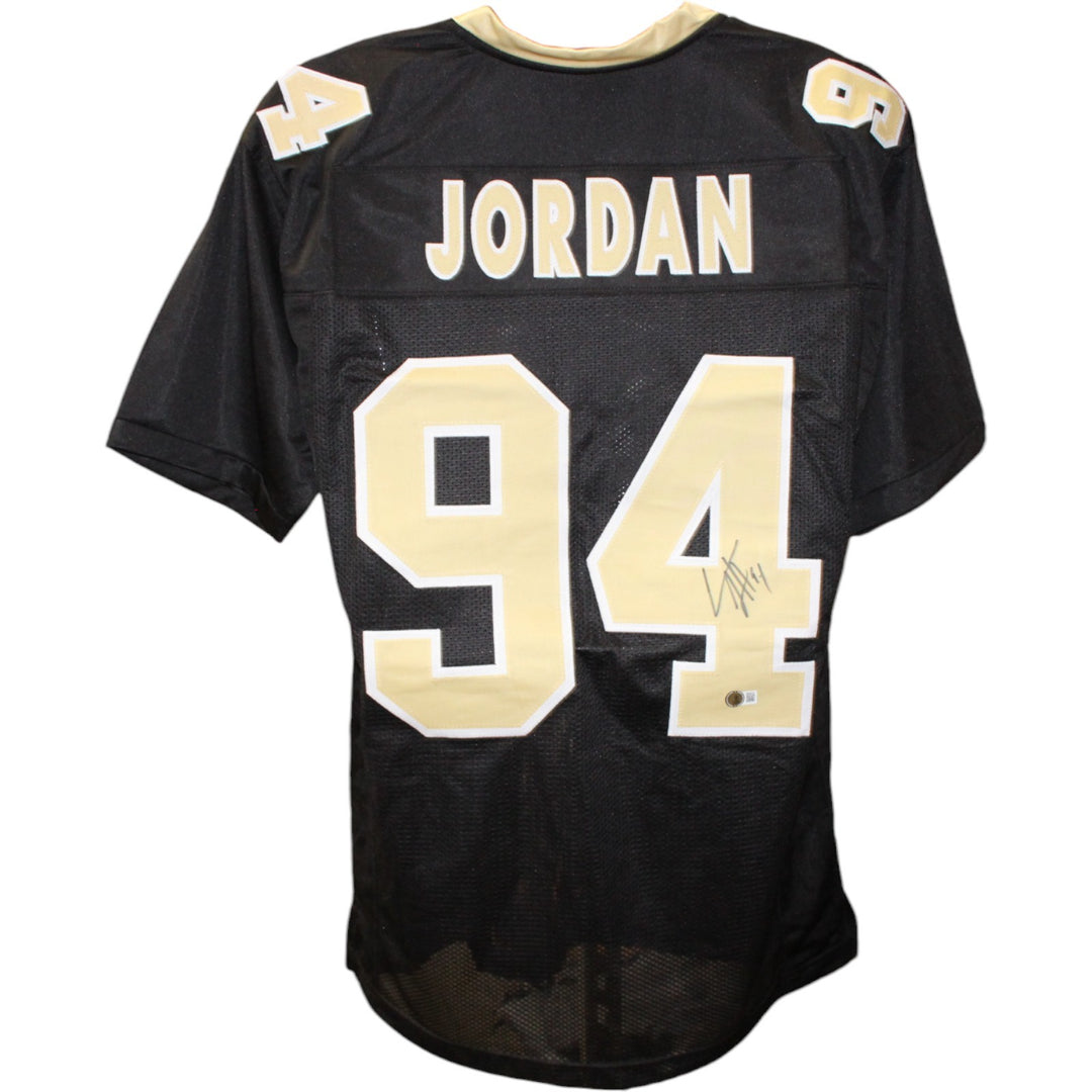 Cam Jordan Autographed/Signed Pro Style Black XL Jersey Beckett Witness 51832