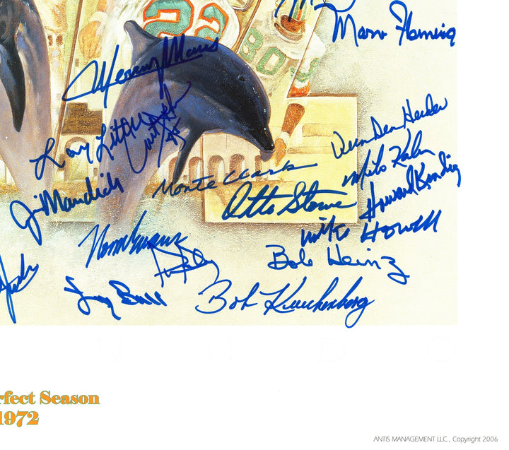 1972 Dolphins Perfect Season Team Auto Lithograph Photo 40+ Sigs Shula, Griese #