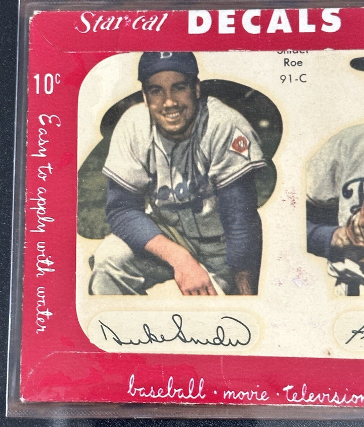 1952 Star-Cal Decals #91-C: Duke Snider & Preacher Roe In Envelope SGC Auth Nm