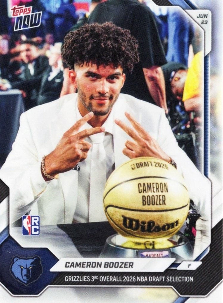 2026 Topps Now Cameron Boozer #CBOOSP Memphis Grizzlies RC Basketball Card