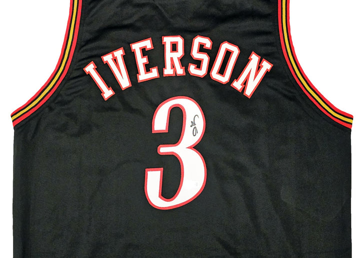 Philadelphia 76ers Allen Iverson Signed Black Jersey Beckett Wit