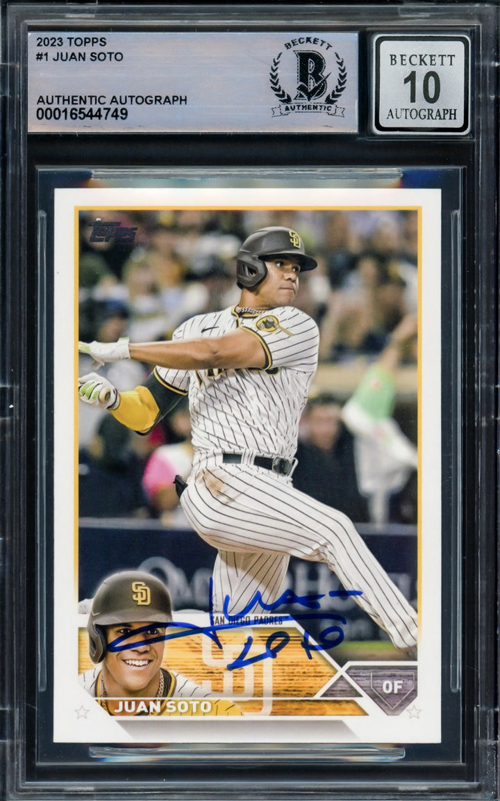 Juan Soto Autographed Signed 2023 Topps Card 1 New York Mets Auto GM 10 Beckett