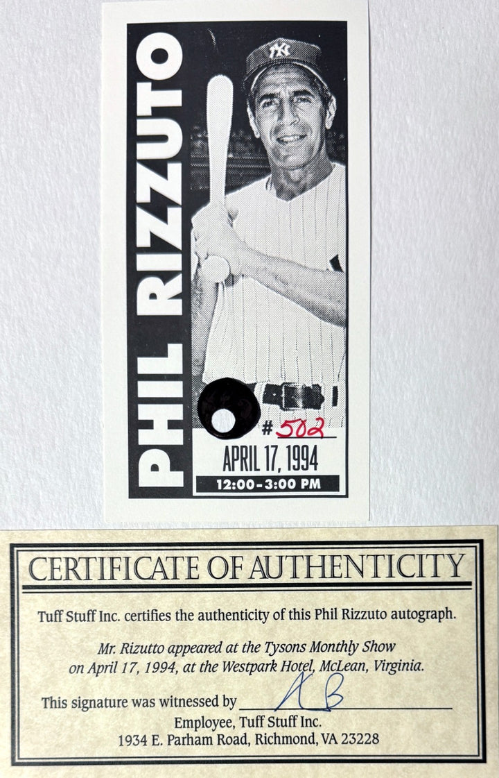 Phil Rizzuto signed New York Yankees MLB 8x10 Photo minor dings Framed - COA-HOF