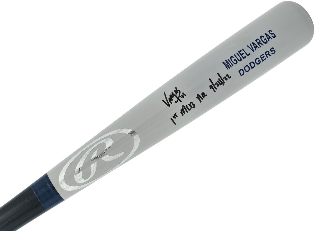 Miguel Vargas Auto Gray Rawlings Game Model Bat Dodgers White Sox 1st MLB HR BAS