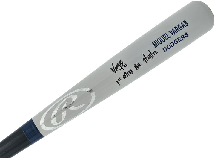 Miguel Vargas Auto Gray Rawlings Game Model Bat Dodgers White Sox 1st MLB HR BAS