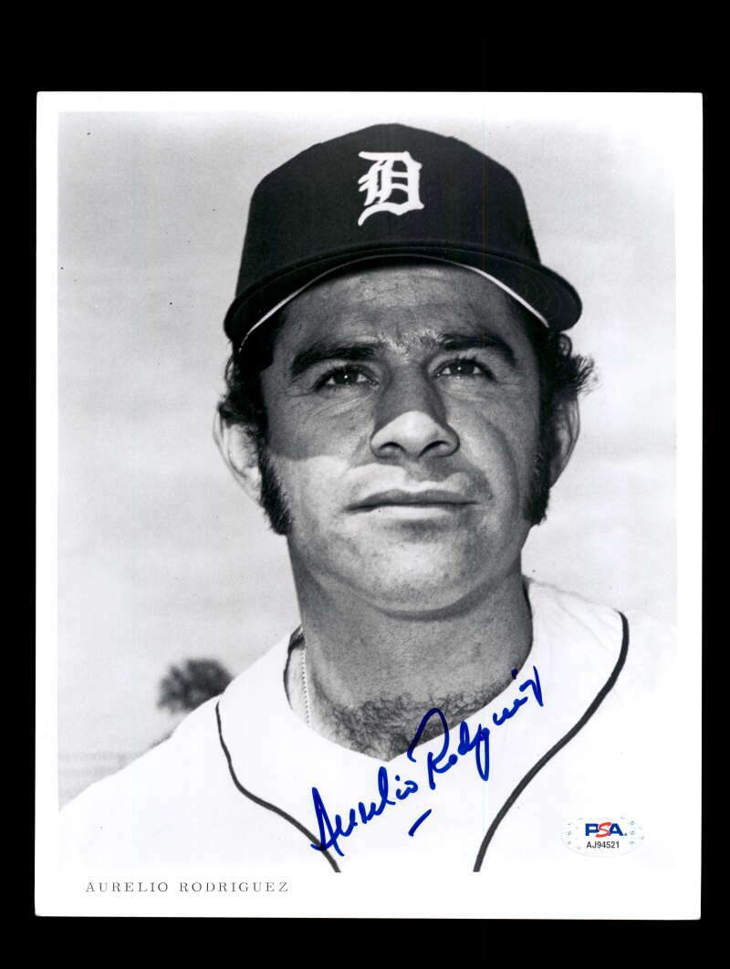 Aurelio Rodriguez PSA DNA Signed 8x10 Vintage Photo Tigers Autograph