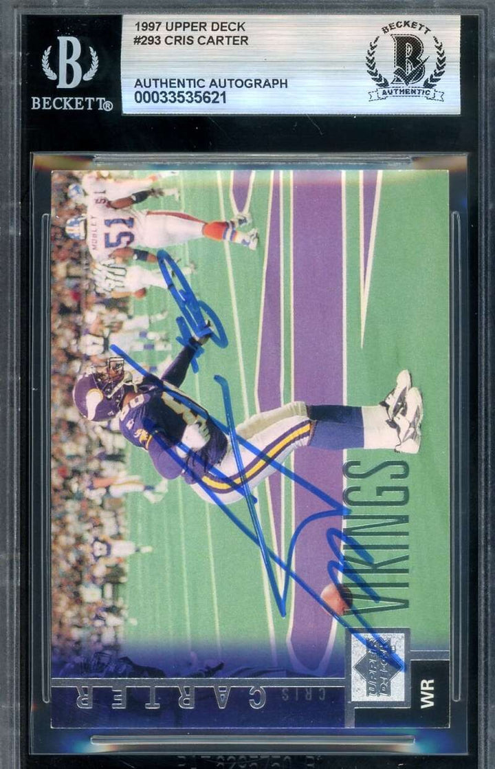 Cris Carter Beckett BAS Signed 1997 Upper Deck Autograph