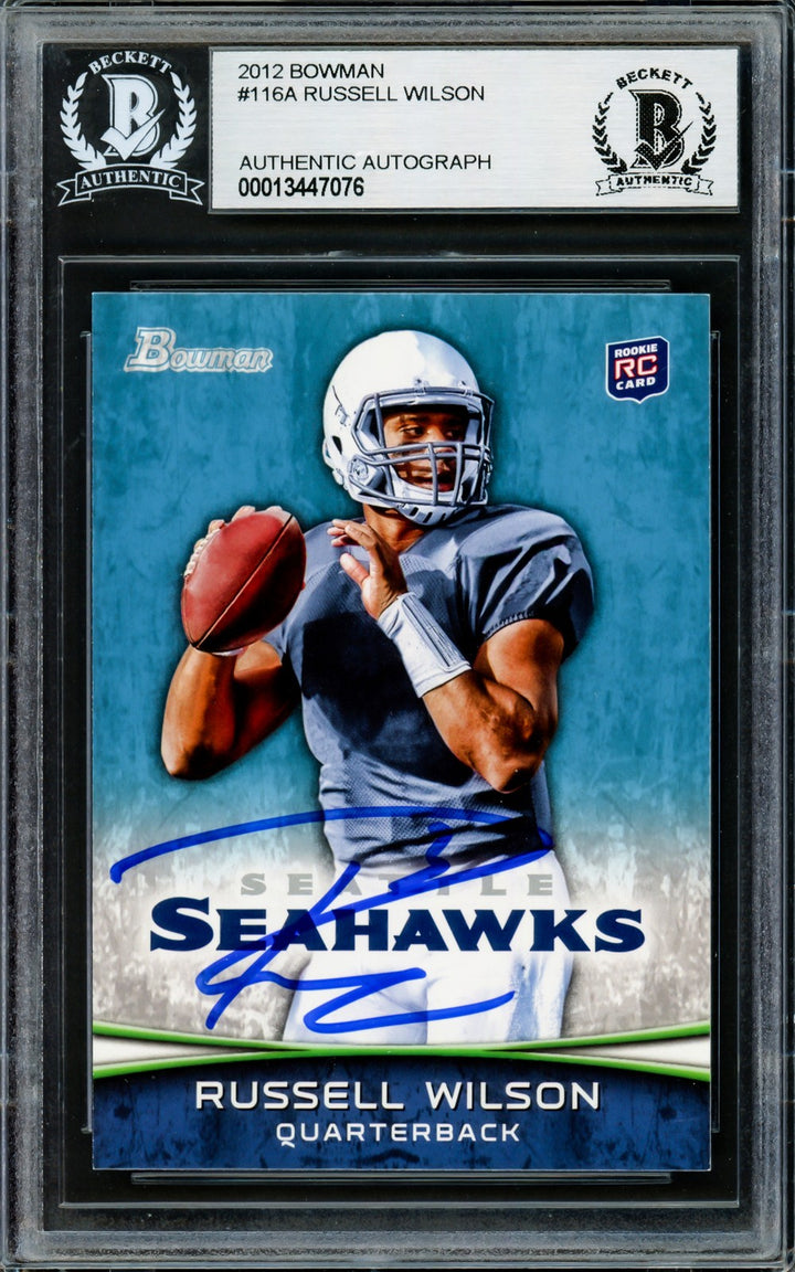 Russell Wilson Autographed Signed 2012 Bowman RC 116A Seattle Seahawks Beckett