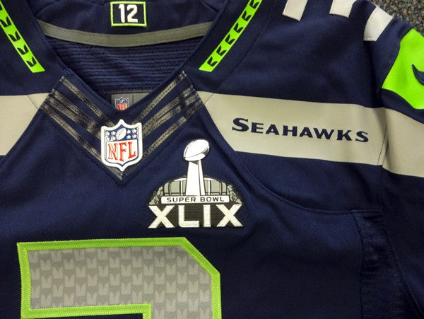Seattle Seahawks Russell Wilson Signed Blue Nike Elite Jersey Size 44 RW Holo