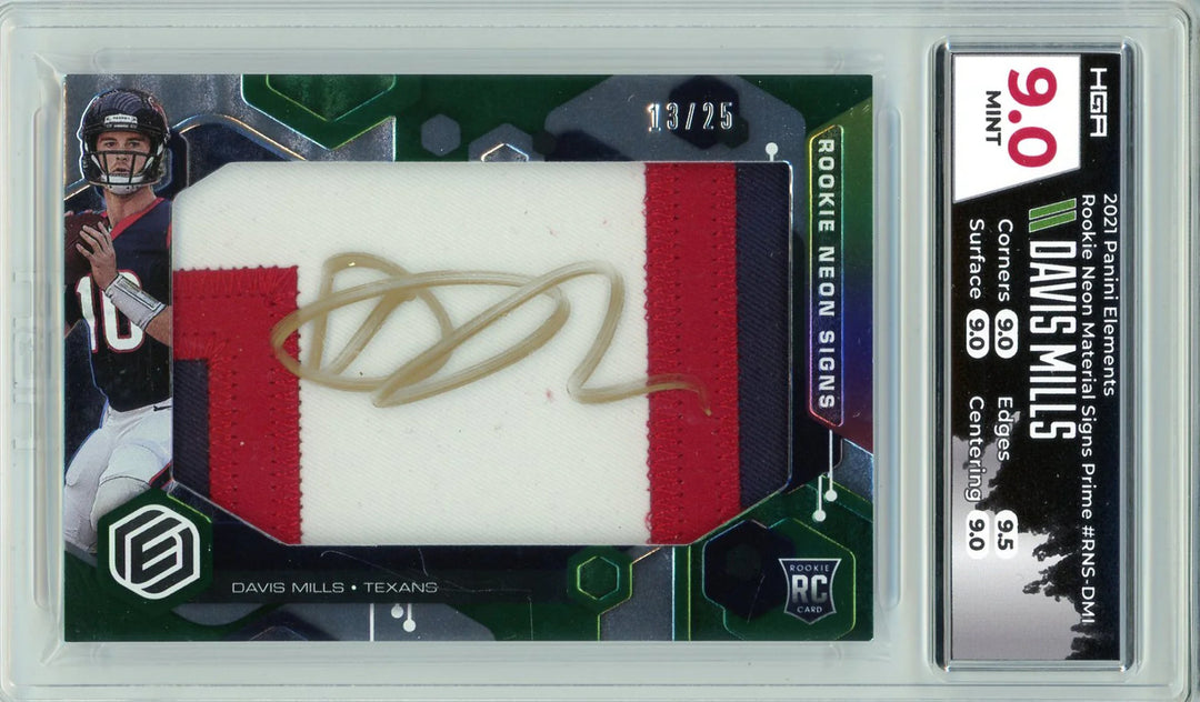 Davis Mills Autographed 2021 Panini Elements Rookie Neon Signs Material Card #RN