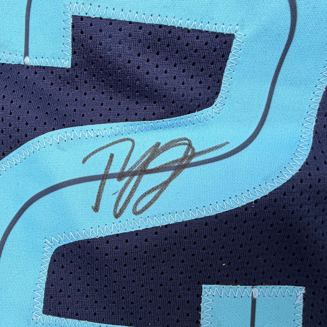 Autographed/Signed Ty Jerome Memphis Navy Blue Basketball Jersey Beckett BAS COA
