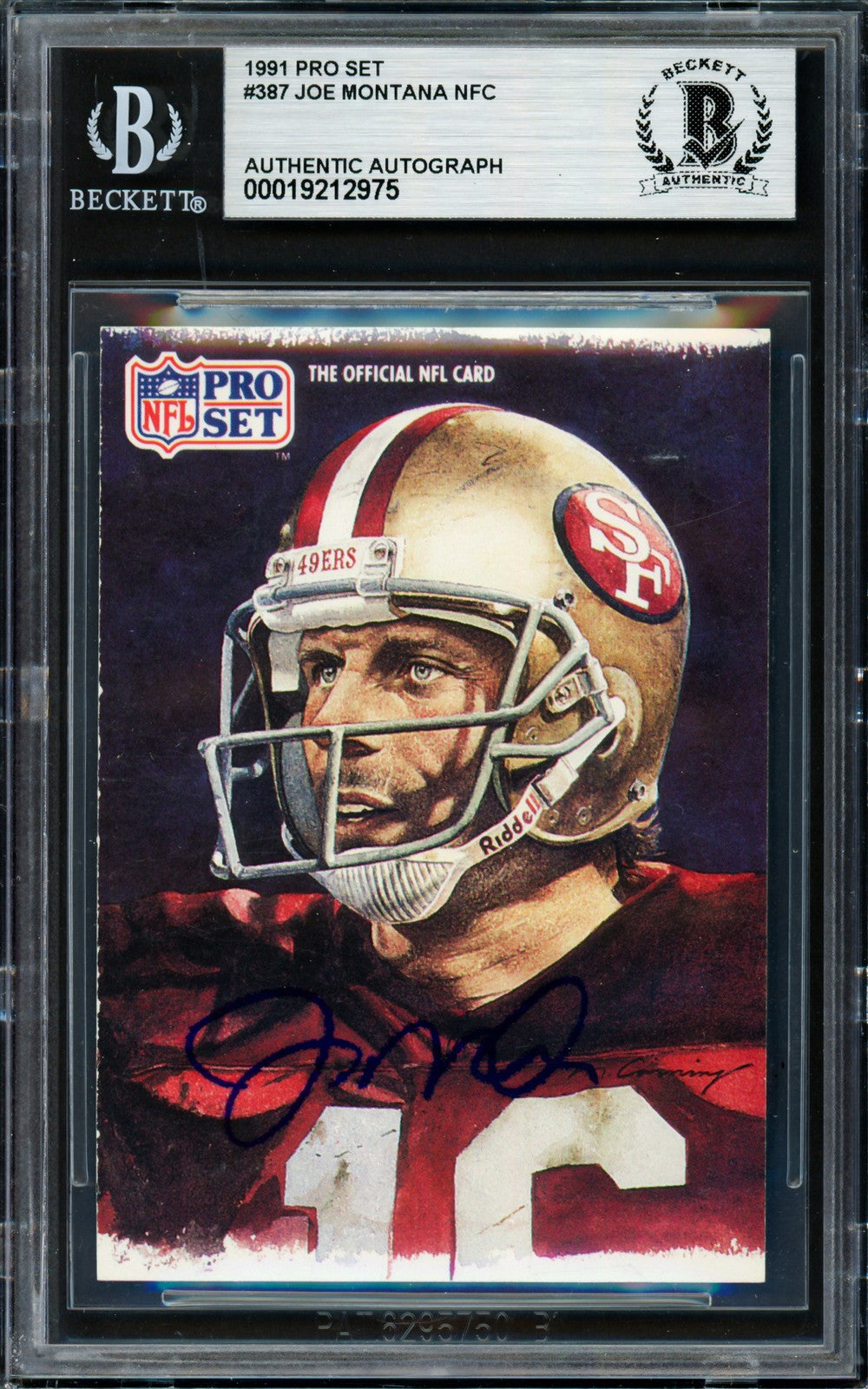 Joe Montana Signed 1991 Pro Set Card 387 San Francisco 49ers Beckett