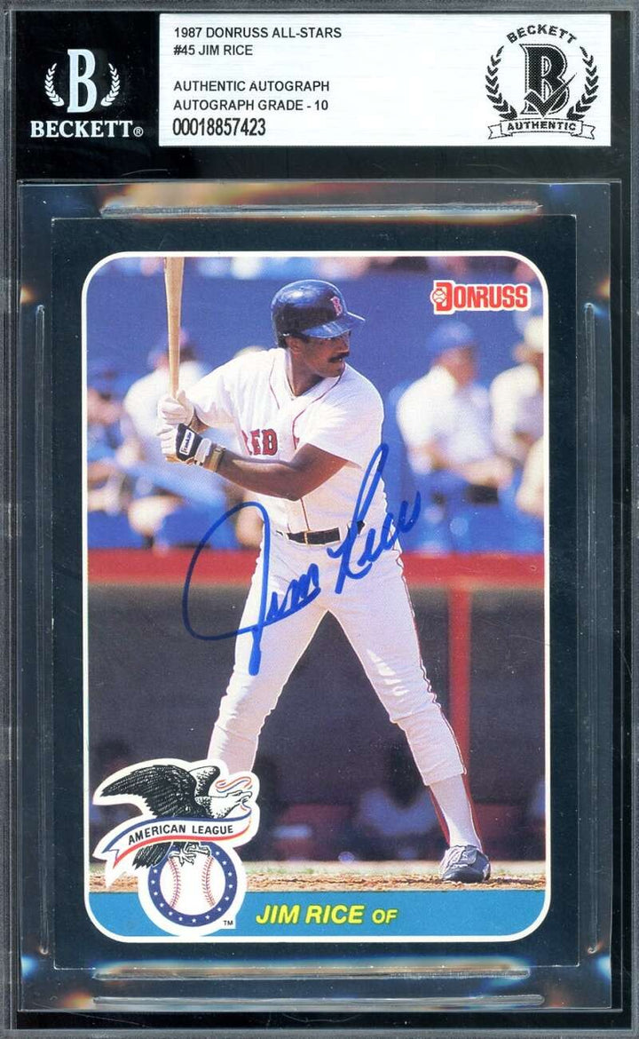 Jim Rice Gem Mint 10 Beckett BAS Signed 1987 Donruss All Stars Autographed