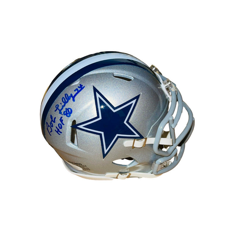 Bob Lilly signed Dallas Cowboys NFL Riddell Speed Mini Helmet #74 HOF 80 - JSA
