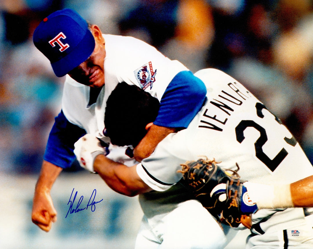 Nolan Ryan Signed Rangers Fight vs Robin Ventura 16x20 Photo PSA/DNA ITP