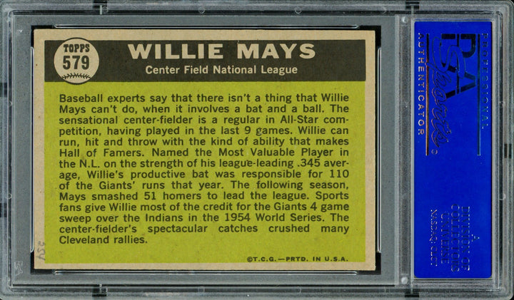 Willie Mays Signed 1961 Topps Card 579 San Francisco Giants PSA/DNA #31183660