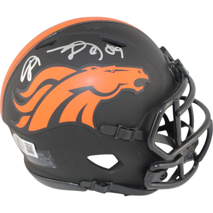Shannon Sharpe Autographed Denver Broncos Eclipse Mini Helmet Beckett WIT 50804