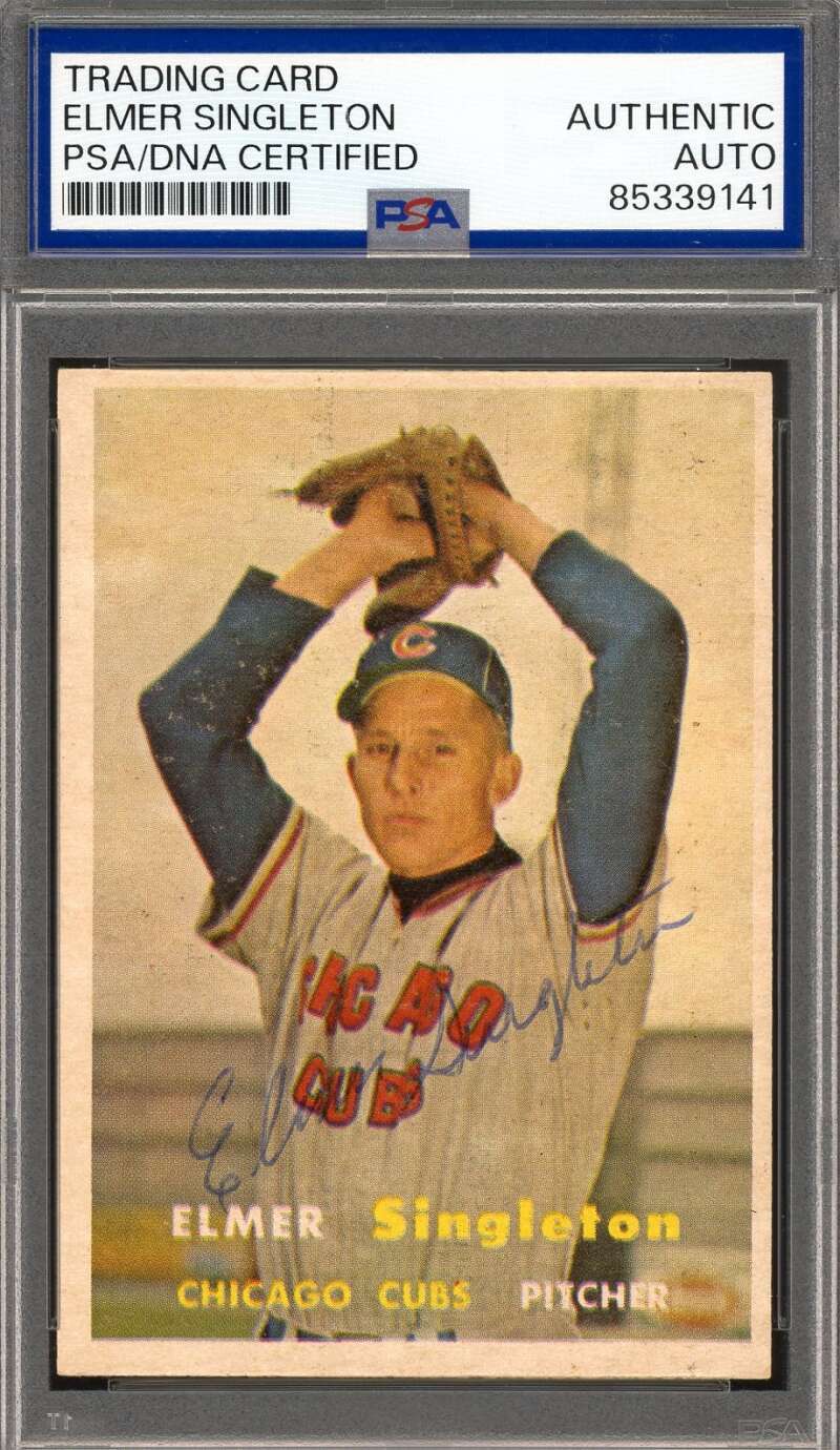 Elmer Singleton PSA DNA Signed 1957 Topps Autograph