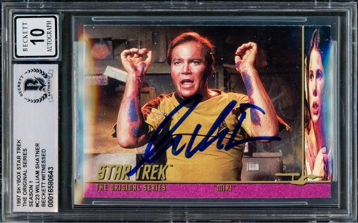 William Shatner Auto Signed 1997 Fleer Skybox Card C23 Star Trek Sig 10 Beckett