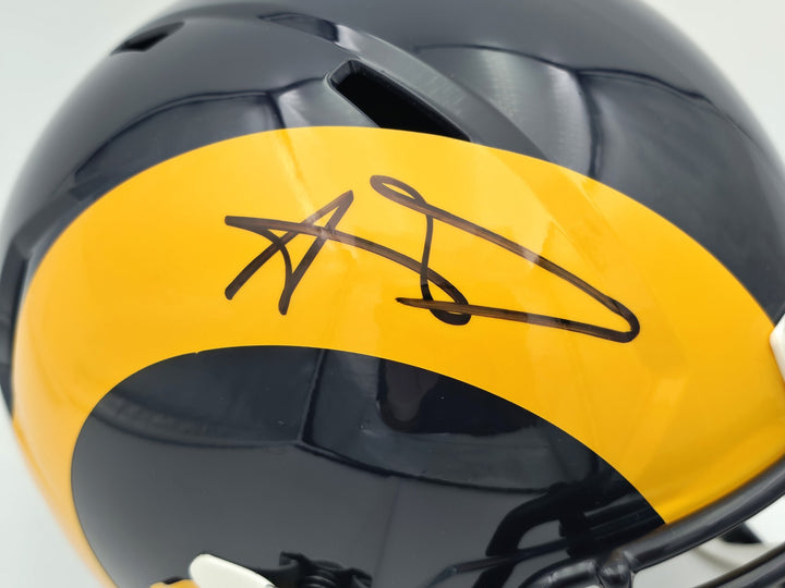 Aaron Donald Auto Rams Blue 1981-99 Full Size Speed Replica Helmet Beckett Wit
